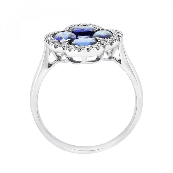18ct white gold 1.76ct sapphire & 0.14ct diamond ring