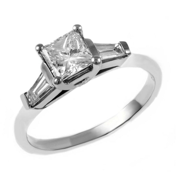 Platinum 0.74ct E SI1 GIA princess cut diamond ring