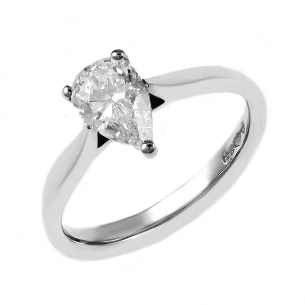 Platinum 1.00ct E VS2 GIA pear cut diamond ring