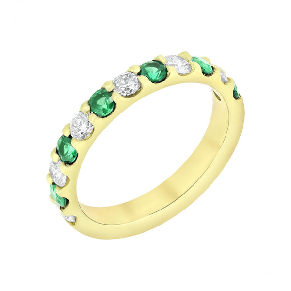 18ct yellow gold 0.43ct emerald 0.50ct diamond eternity ring