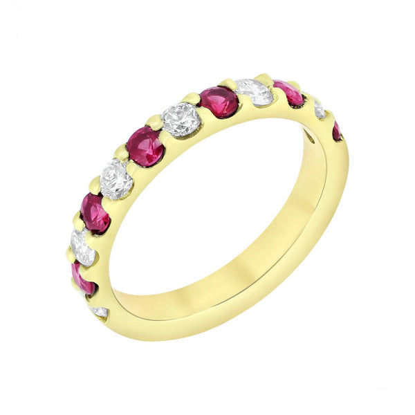 18ct yellow gold 0.61ct ruby & 0.53ct diamond eternity ring