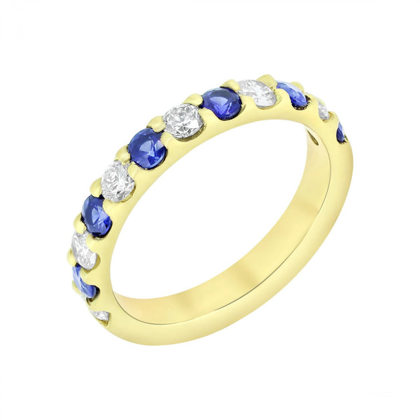 18ct yellow gold 0.65ct sapphire & 0.53ct diamond eternity ring
