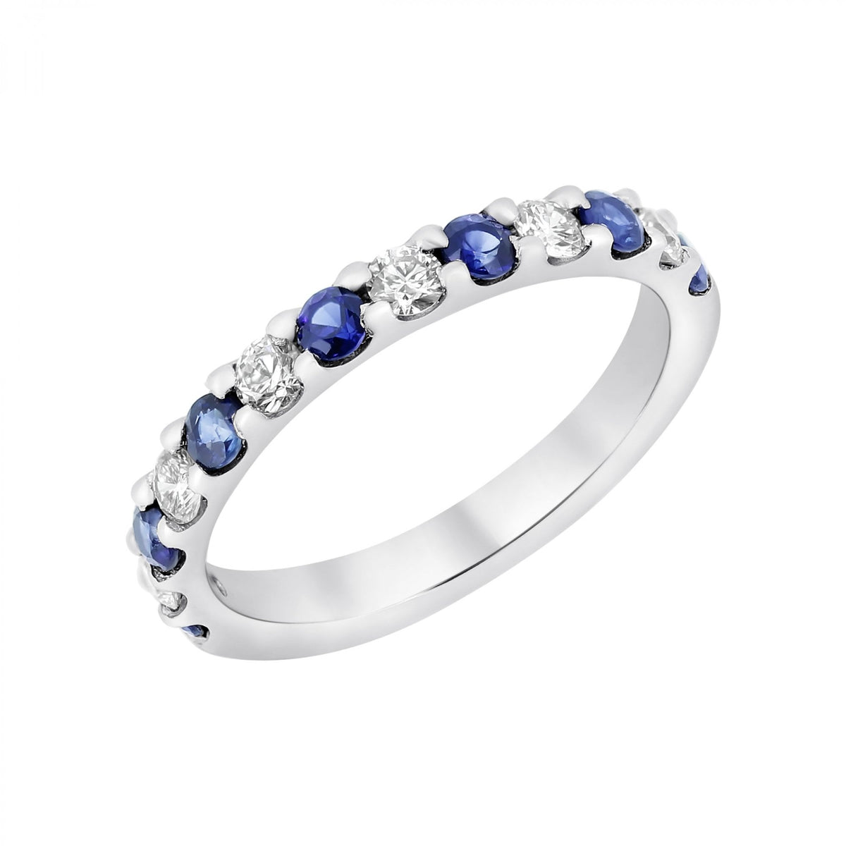 Platinum 0.50ct sapphire & 0.34ct diamond half eternity ring