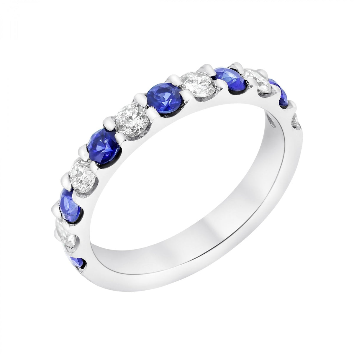 Platinum 0.60ct sapphire & 0.53ct diamond half eternity ring