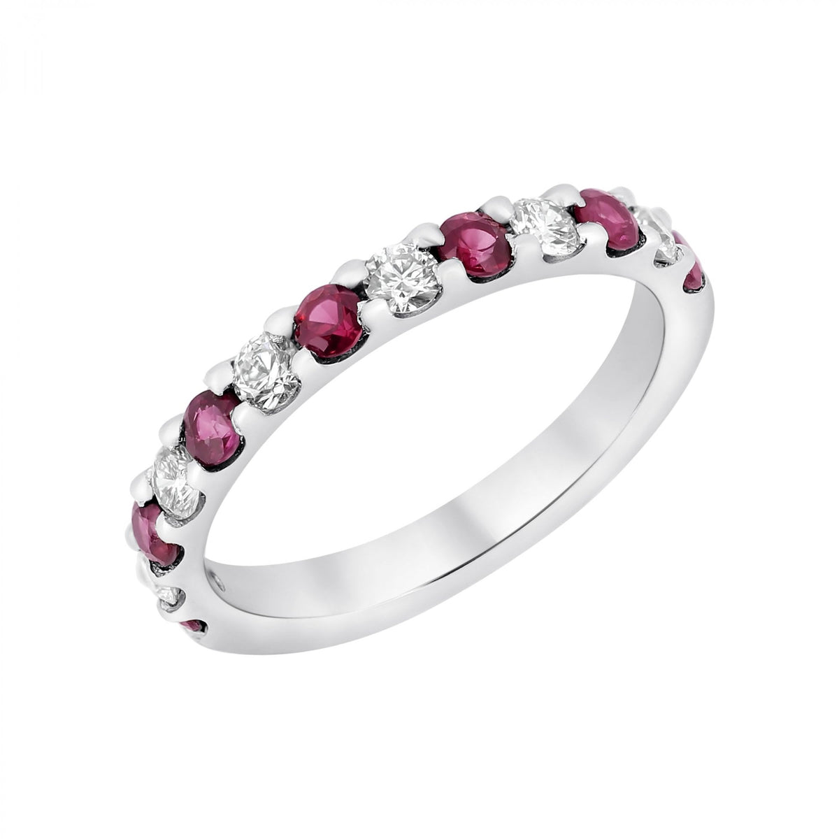 Platinum 0.54ct ruby & 0.33ct diamond half eternity ring