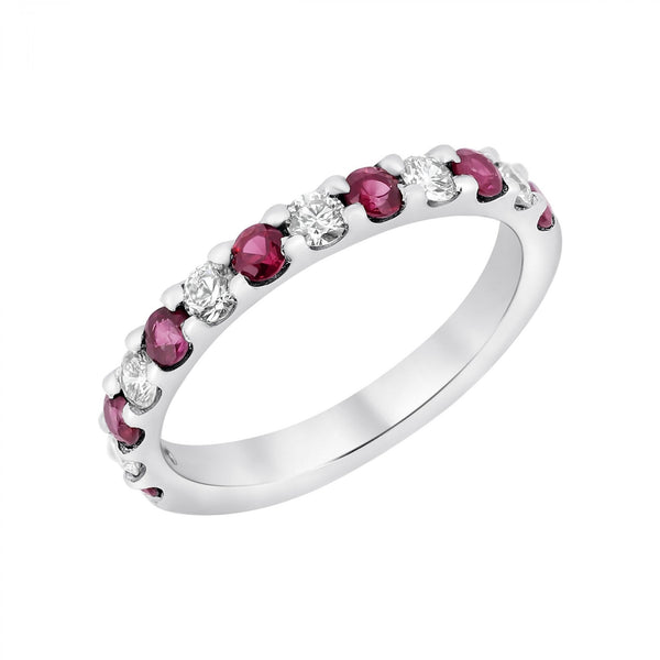 Platinum 0.54ct ruby & 0.33ct diamond half eternity ring