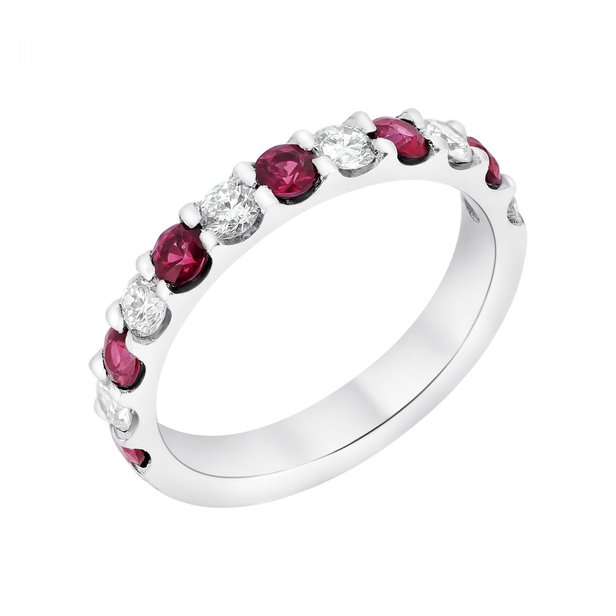 Platinum 0.65ct ruby & 0.53ct diamond half eternity ring