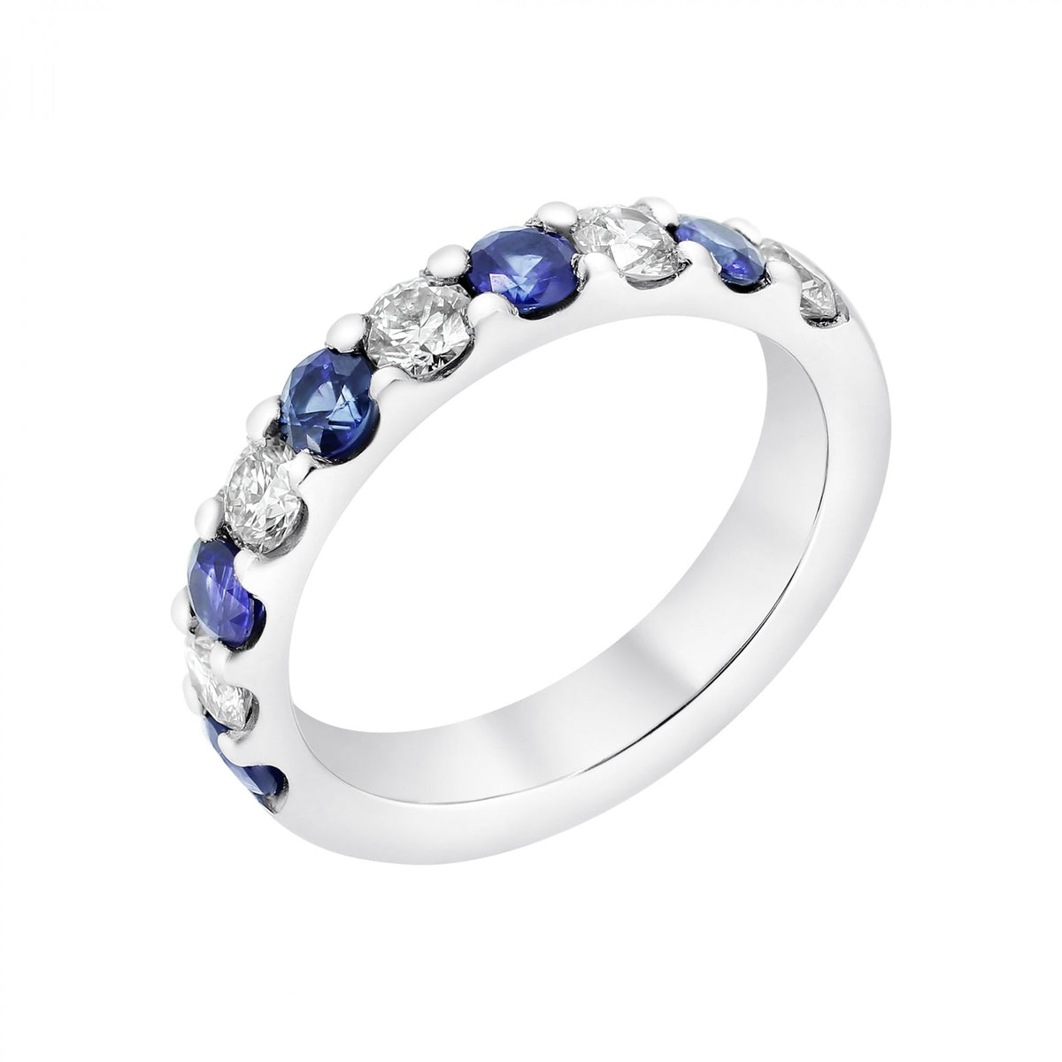 Platinum 0.88ct sapphire & 0.71ct diamond half eternity ring