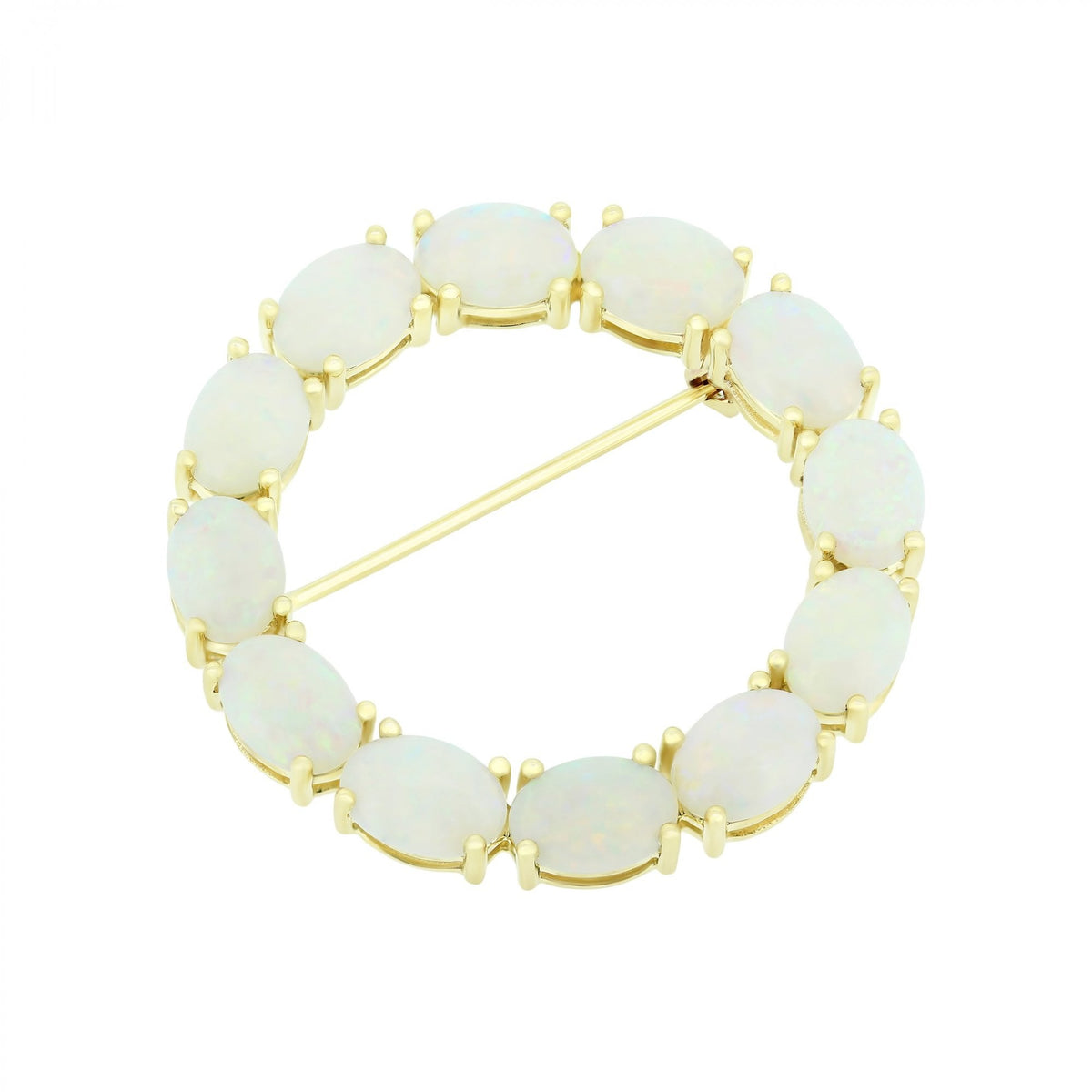 9ct yellow gold oval 7x5mm natural opal brooch