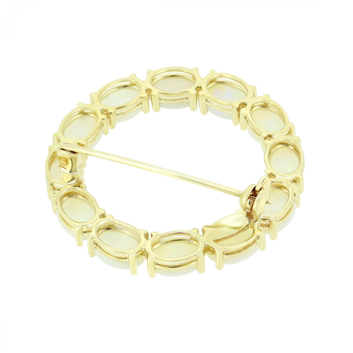 9ct yellow gold oval 7x5mm natural opal brooch