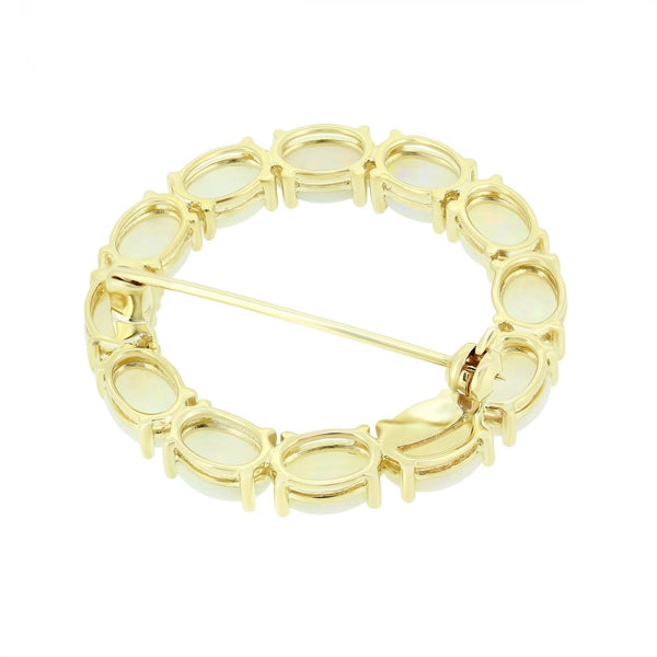 9ct yellow gold oval 7x5mm natural opal brooch