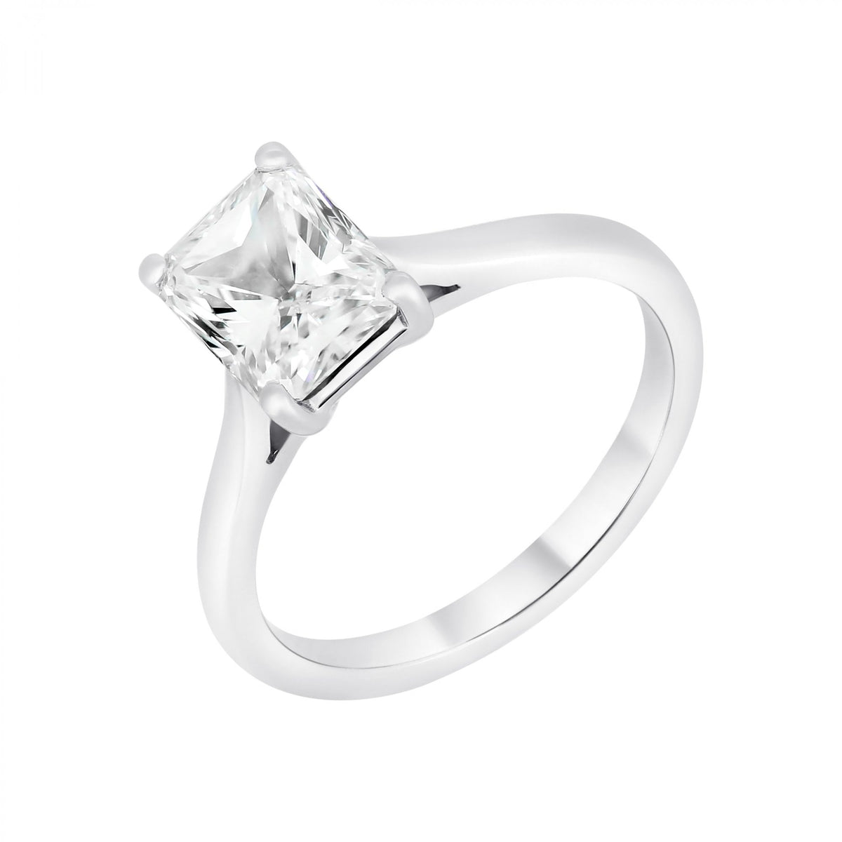 Platinum 2.02ct E SI1 GIA radiant cut diamond ring