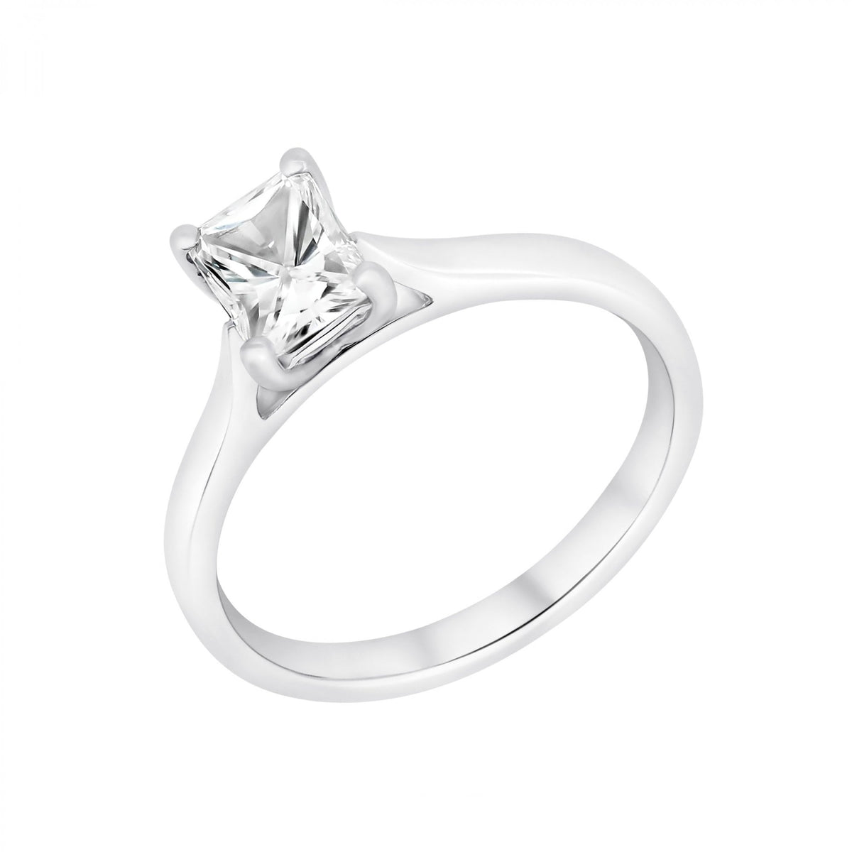 Platinum 0.82ct F VVS1 GIA radiant cut diamond ring