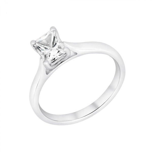 Platinum 0.82ct F VVS1 GIA radiant cut diamond ring