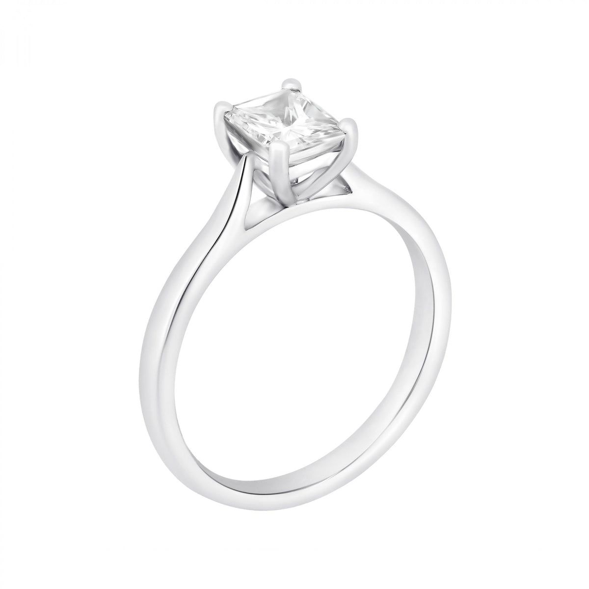 Platinum 0.82ct F VVS1 GIA radiant cut diamond ring
