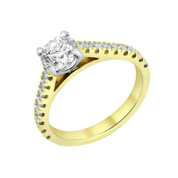 18ct yellow gold 1.01ct E SI1 GIA round brilliant diamond ring