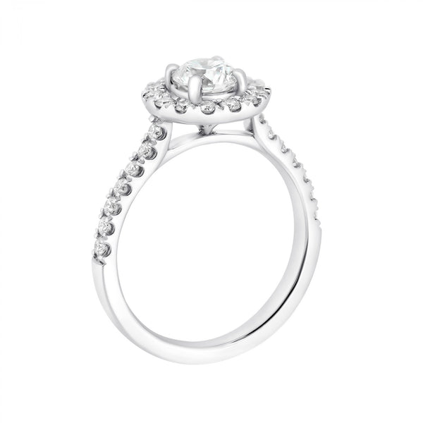 Platinum 0.70ct D VS2 GIA round brilliant cut diamond halo ring