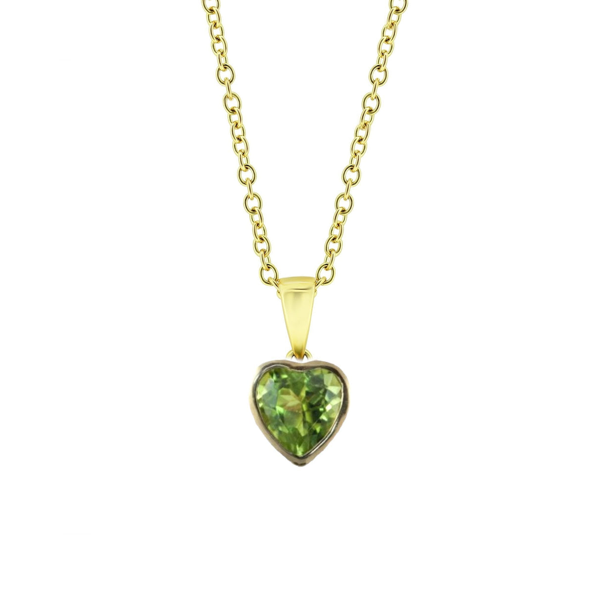 9ct yellow gold 7mm x 7mm heart shape peridot pendant