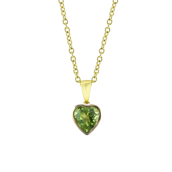 9ct yellow gold 7mm x 7mm heart shape peridot pendant