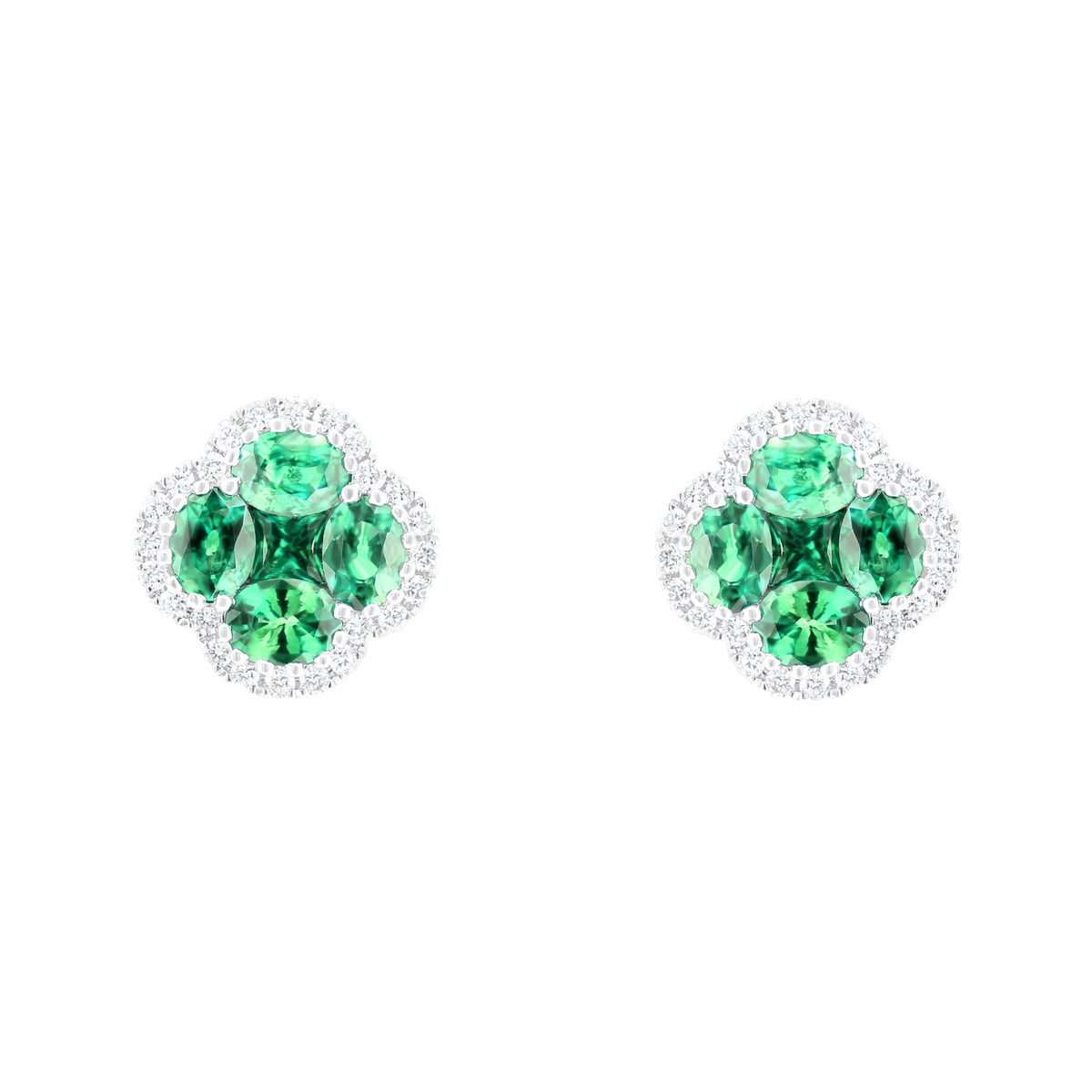 18ct white gold 1.21ct emerald & 0.22ct diamond earrings