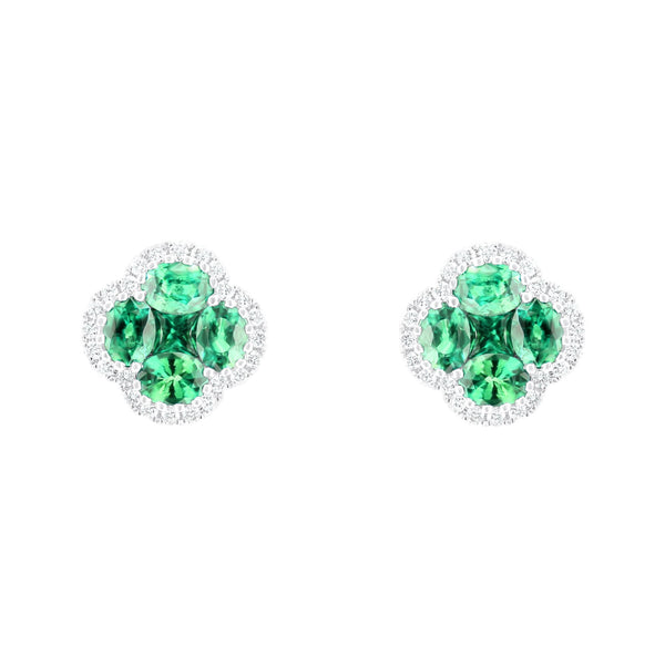 18ct white gold 1.21ct emerald & 0.22ct diamond earrings