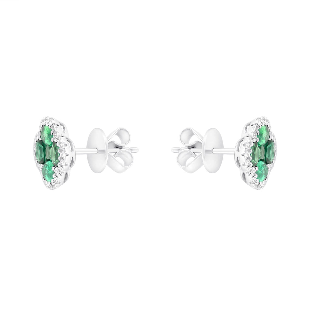 18ct white gold 1.21ct emerald & 0.22ct diamond earrings