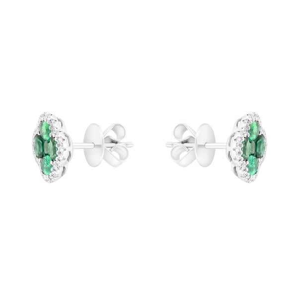 18ct white gold 1.21ct emerald & 0.22ct diamond earrings