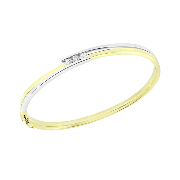 18ct yellow & white gold 0.40ct diamond set bangle