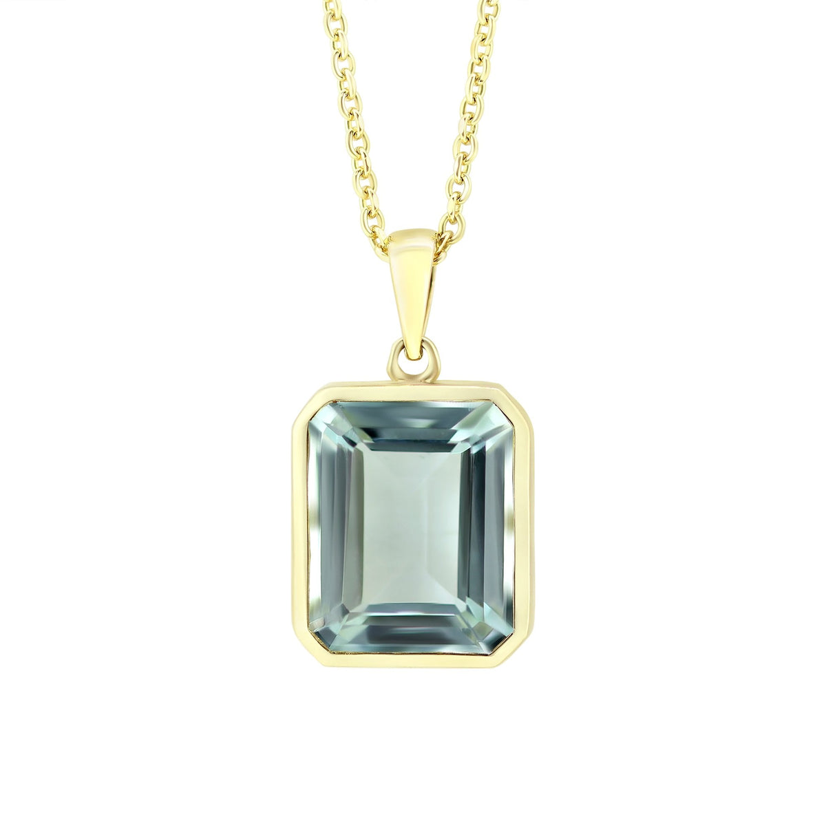 9ct yellow gold 4.95ct aquamarine emerald cut pendant