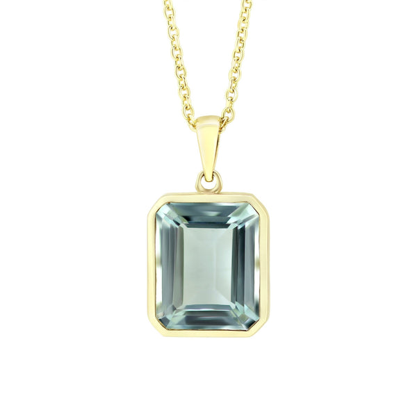 9ct yellow gold 4.95ct aquamarine emerald cut pendant