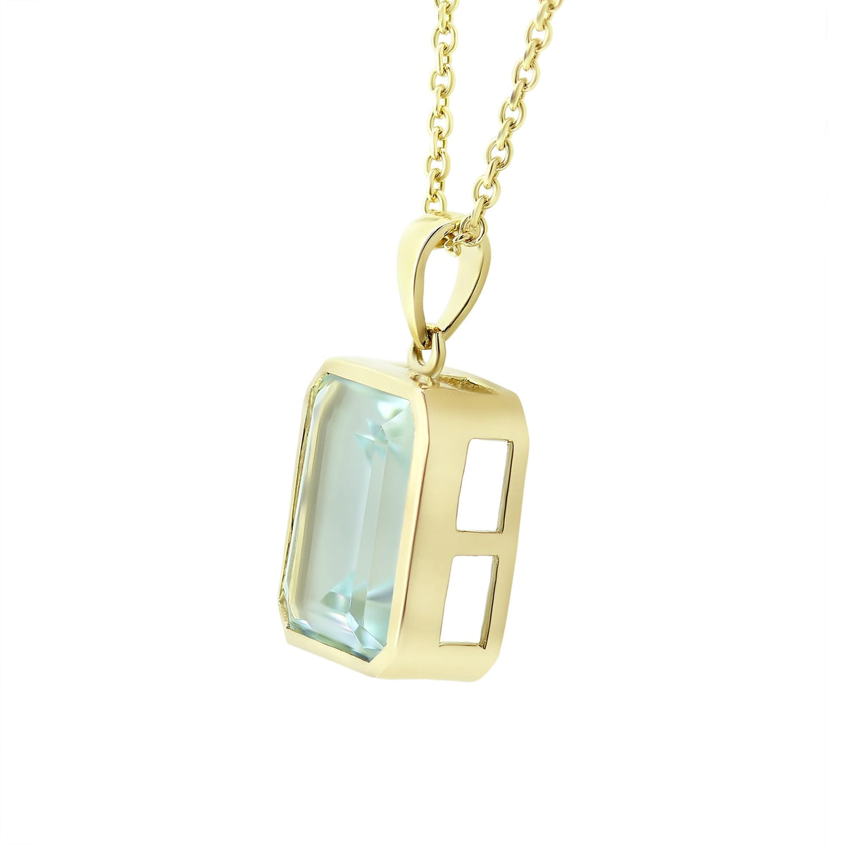 9ct yellow gold 4.95ct aquamarine emerald cut pendant