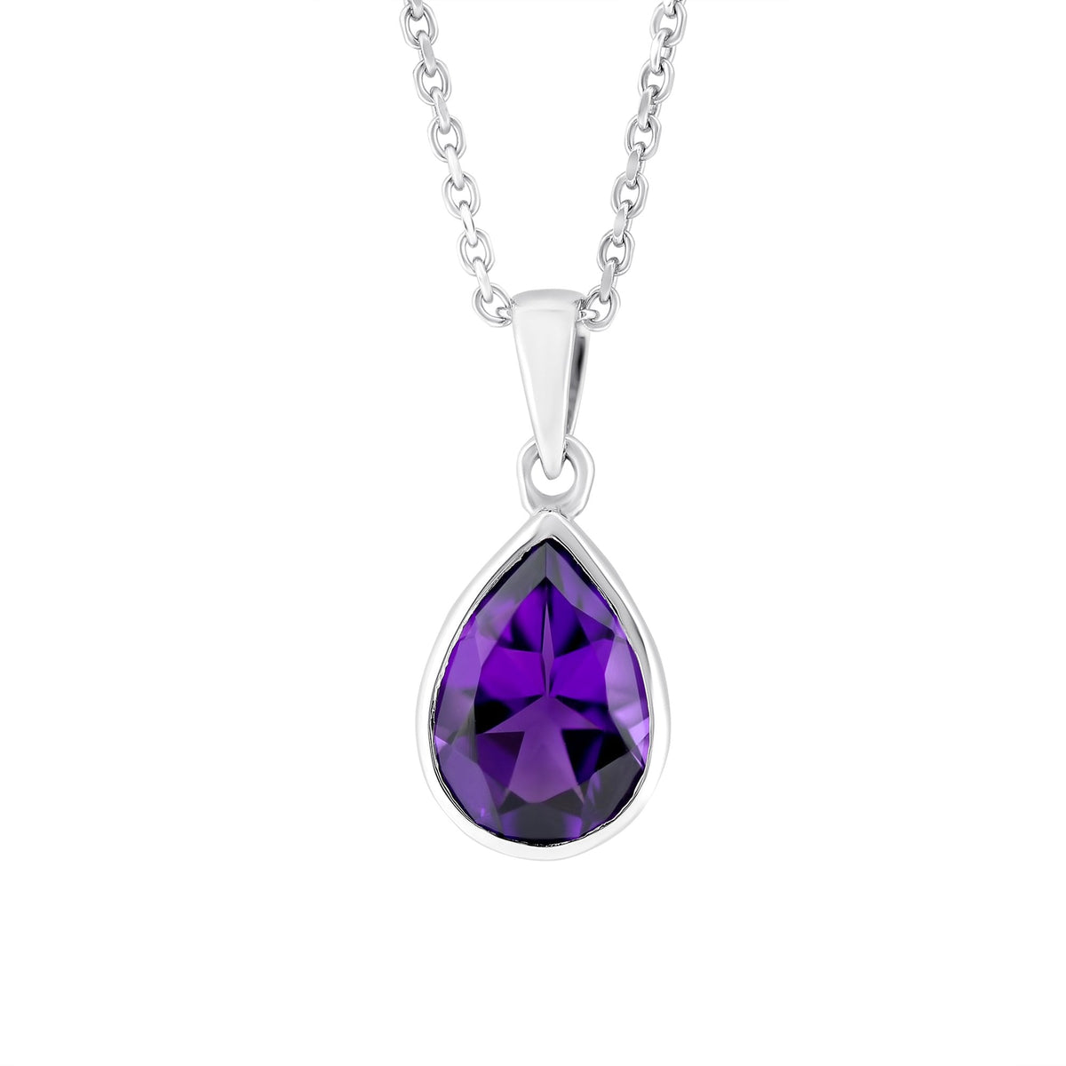 9ct white gold 1.75ct amethyst pear cut pendant