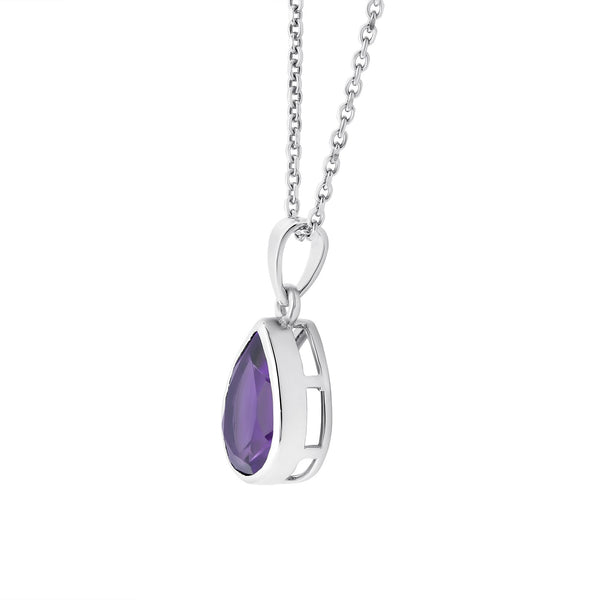 9ct white gold 1.75ct amethyst pear cut pendant