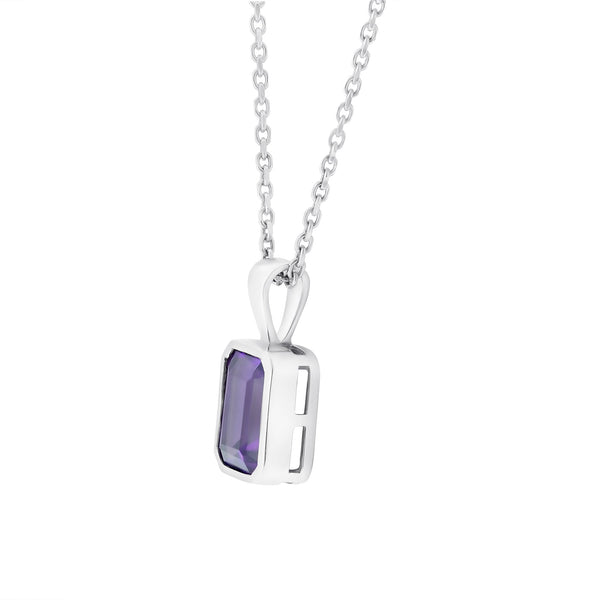 9ct white gold 1.40ct amethyst emerald cut pendant