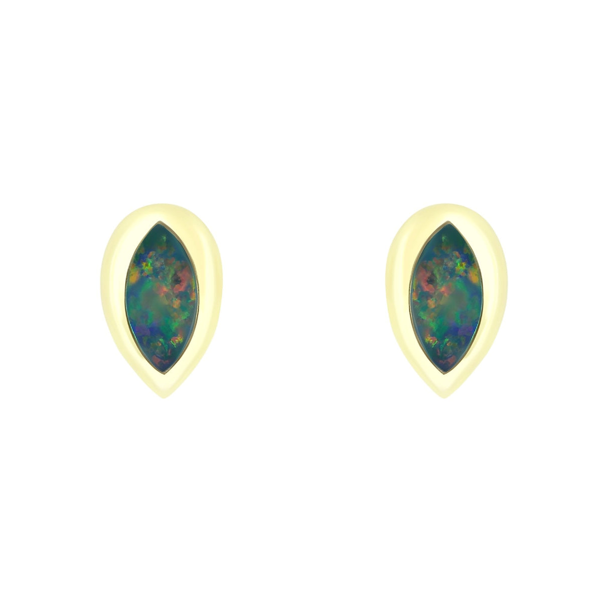 14ct yellow gold 0.63ct opal doublet stud earrings