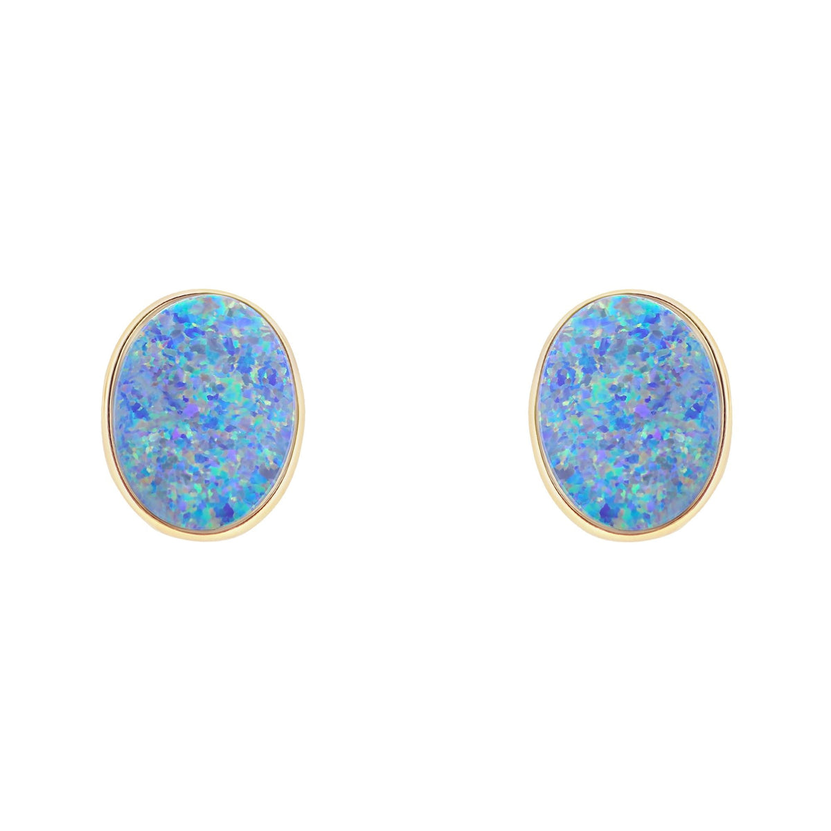 14ct rose gold 7.18ct opal doublet stud earrings