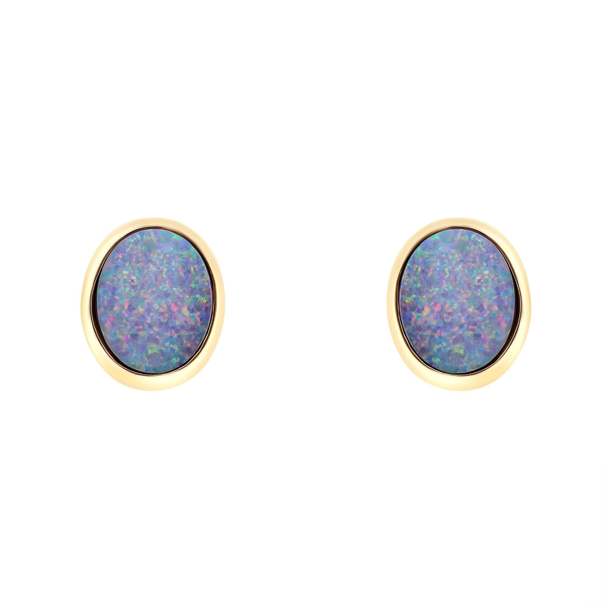 14ct rose gold 2.92ct opal doublet stud earrings