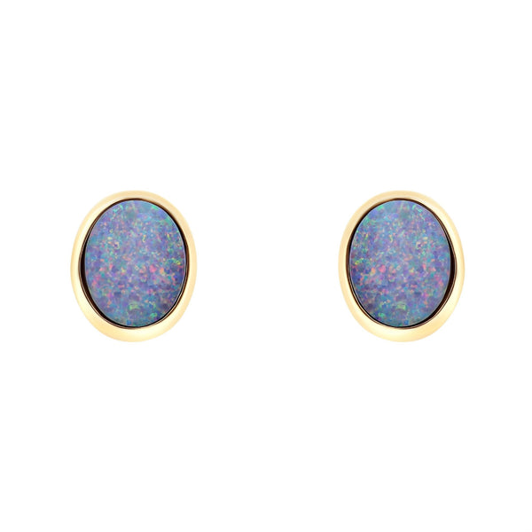 14ct rose gold 2.92ct opal doublet stud earrings