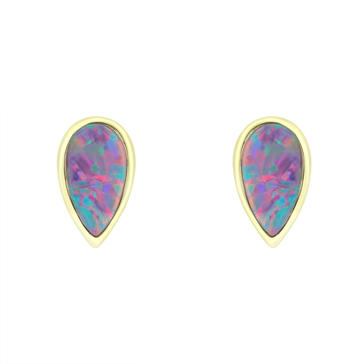 14ct yellow gold 1.41ct opal doublet stud earrings