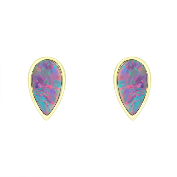 14ct yellow gold 1.41ct opal doublet stud earrings
