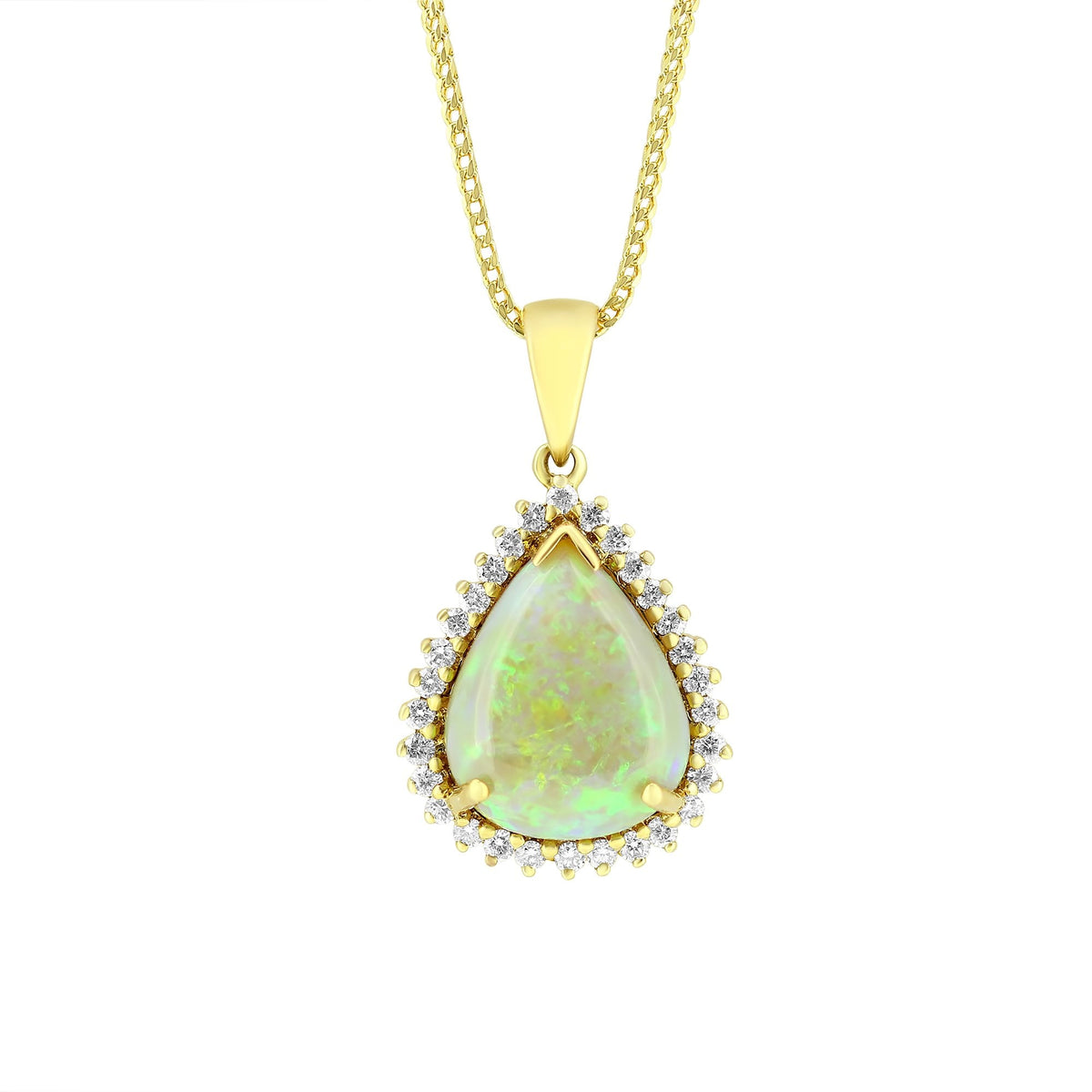 18ct yellow gold 4.89ct natural opal & 0.45ct diamond pendant