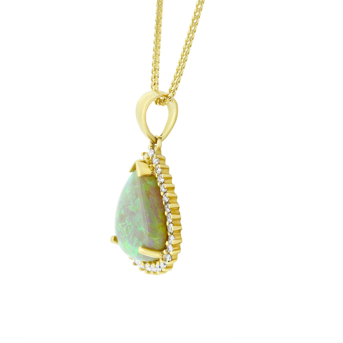18ct yellow gold 4.89ct natural opal & 0.45ct diamond pendant