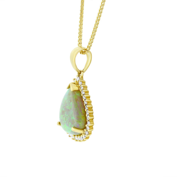 18ct yellow gold 4.89ct natural opal & 0.45ct diamond pendant