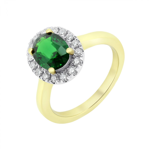 18ct yellow gold 1.78ct tsavorite garnet & 0.31ct diamond ring