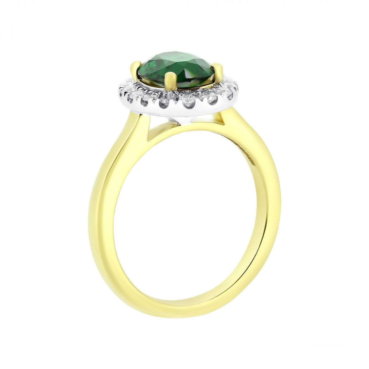 18ct yellow gold 1.78ct tsavorite garnet & 0.31ct diamond ring