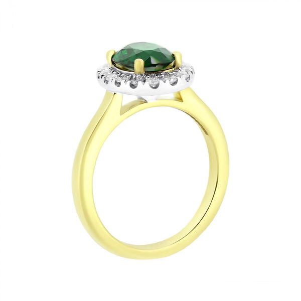 18ct yellow gold 1.78ct tsavorite garnet & 0.31ct diamond ring