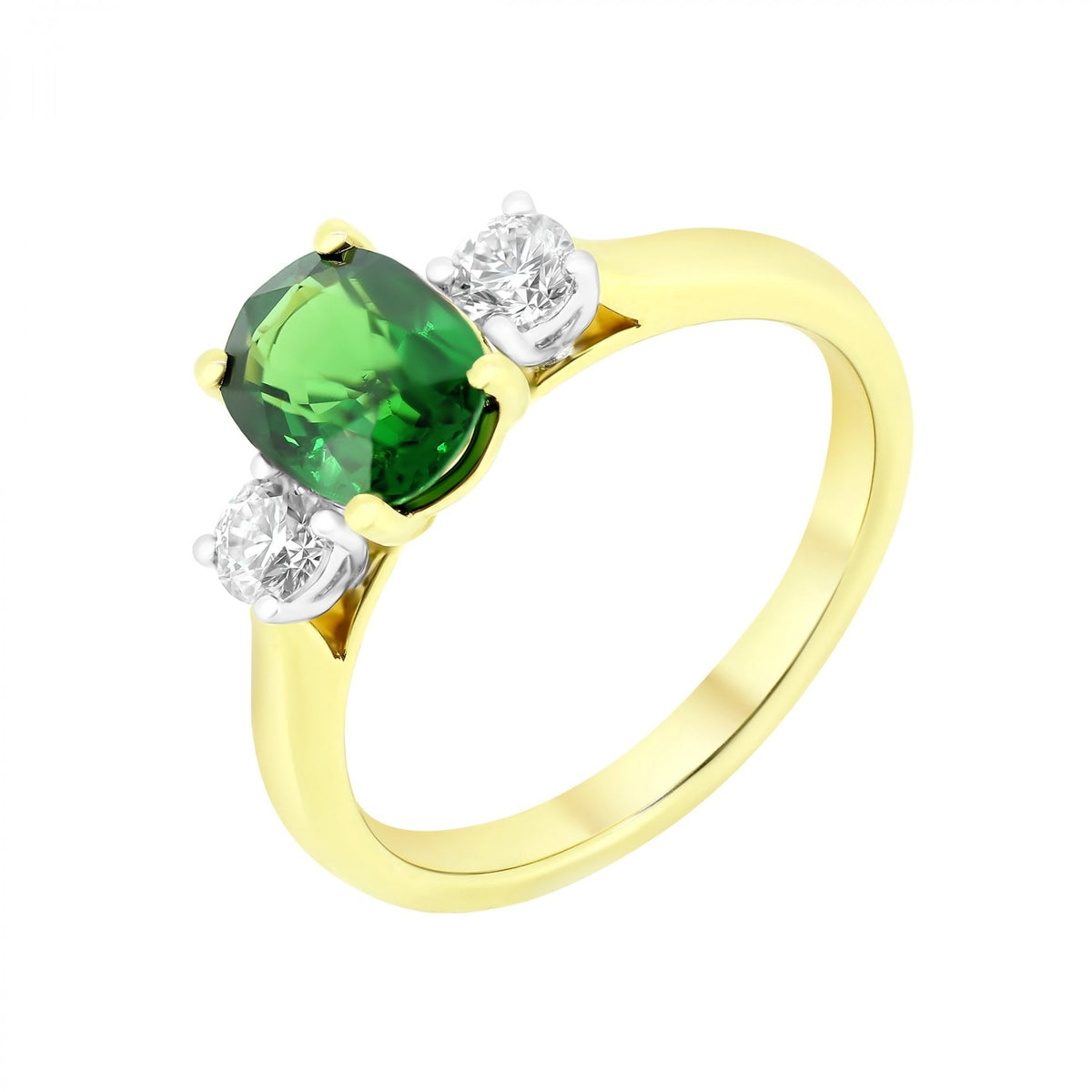 18ct yellow gold 1.38ct tsavorite garnet & 0.31ct diamond ring