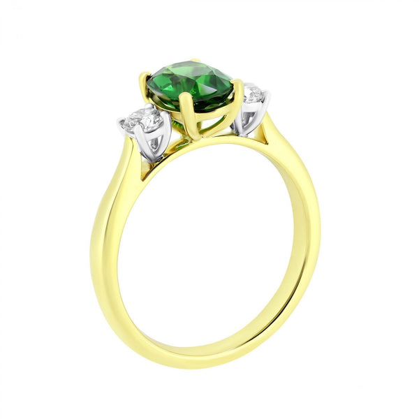 18ct yellow gold 1.38ct tsavorite garnet & 0.31ct diamond ring