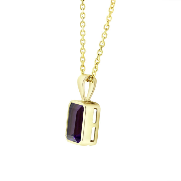 9ct yellow gold 1.40ct amethyst emerald cut pendant