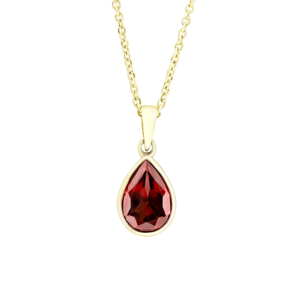 9ct yellow gold 2.00ct garnet pear cut pendant